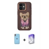 MARSİLYAN™- iPhone 11 Kılıf İz Minimal Koleksiyonu - Siyah Bilvis 5in1 3D Magic Cam Ekran Koruyucu + Neon Fosforlu Kamera Lens - TU