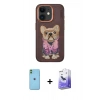 MARSİLYAN™- iPhone 11 Kılıf İz Minimal Koleksiyonu - Siyah Bilvis 5in1 5D Magic Hayalet Cam Ekran Koruyucu + Neon Fosforlu Kamera Lens - YL