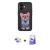 MARSİLYAN™- iPhone 11 Kılıf İz Minimal Koleksiyonu - Siyah Bilvis 5in1 5D Magic Hayalet Cam Ekran Koruyucu + Pers Alüminyum Kamera Lens - GI