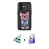 MARSİLYAN™- iPhone 11 Kılıf İz Minimal Koleksiyonu - Siyah Bilvis 5in1 5D Magic Hayalet Cam Ekran Koruyucu + Raze Metal Kamera Lens - MI