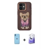 MARSİLYAN™- iPhone 11 Kılıf İz Minimal Koleksiyonu - Siyah Bilvis 5in1 5D Magic Hayalet Cam Ekran Koruyucu + Neon Fosforlu Kamera Lens - MI
