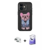 MARSİLYAN™- iPhone 11 Kılıf İz Minimal Koleksiyonu - Siyah Bilvis 5in1 5D Magic Hayalet Cam Ekran Koruyucu + Pers Alüminyum Kamera Lens - YL