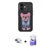 MARSİLYAN™- iPhone 11 Kılıf İz Minimal Koleksiyonu - Siyah Bilvis 5in1 5D Magic Hayalet Cam Ekran Koruyucu + Pers Alüminyum Kamera Lens - LT