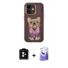 MARSİLYAN™- iPhone 11 Kılıf İz Minimal Koleksiyonu - Siyah Bilvis 5in1 5D Magic Hayalet Cam Ekran Koruyucu + PVD Metal Kamera Lens - TU