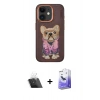 MARSİLYAN™- iPhone 11 Kılıf İz Minimal Koleksiyonu - Siyah Bilvis 5in1 5D Magic Hayalet Cam Ekran Koruyucu + Kamera Lens Koruma Cam - SF