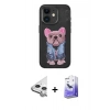 MARSİLYAN™- iPhone 11 Kılıf İz Minimal Koleksiyonu - Siyah Bilvis 5in1 5D Magic Hayalet Cam Ekran Koruyucu + Raze Metal Kamera Lens - GS