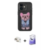MARSİLYAN™- iPhone 11 Kılıf İz Minimal Koleksiyonu - Siyah Bilvis 5in1 5D Magic Hayalet Cam Ekran Koruyucu + Pers Alüminyum Kamera Lens - GD