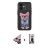 MARSİLYAN™- iPhone 11 Kılıf İz Minimal Koleksiyonu - Siyah Bilvis Hayalet Cam Ekran Koruyucu + Raze Metal Kamera Lens - SH
