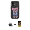 MARSİLYAN™- iPhone 11 Kılıf İz Minimal Koleksiyonu - Siyah Buffer Cam Ekran Koruyucu + Kamera Lens Koruma Cam - SF