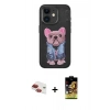 MARSİLYAN™- iPhone 11 Kılıf İz Minimal Koleksiyonu - Siyah Buffer Cam Ekran Koruyucu + Pers Alüminyum Kamera Lens - KI