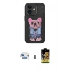 MARSİLYAN™- iPhone 11 Kılıf İz Minimal Koleksiyonu - Siyah Buffer Cam Ekran Koruyucu + Pers Alüminyum Kamera Lens - GI