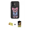 MARSİLYAN™- iPhone 11 Kılıf İz Minimal Koleksiyonu - Siyah Buffer Cam Ekran Koruyucu + Rainbow Kamera Lens Koruma Cam - KI