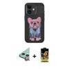 MARSİLYAN™- iPhone 11 Kılıf İz Minimal Koleksiyonu - Siyah Buffer Cam Ekran Koruyucu + Raze Metal Kamera Lens - KI