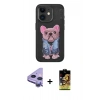 MARSİLYAN™- iPhone 11 Kılıf İz Minimal Koleksiyonu - Siyah Buffer Cam Ekran Koruyucu + Raze Metal Kamera Lens - MR