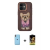 MARSİLYAN™- iPhone 11 Kılıf İz Minimal Koleksiyonu - Siyah Buffer Cam Ekran Koruyucu + Turuncu Neon Fosforlu Kamera Lens