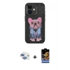 MARSİLYAN™- iPhone 11 Kılıf İz Minimal Koleksiyonu - Siyah Buffer Hayalet Cam Ekran Koruyucu + Pers Alüminyum Kamera Lens - GI
