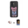 MARSİLYAN™- iPhone 11 Kılıf İz Minimal Koleksiyonu - Siyah Buffer Hayalet Cam Ekran Koruyucu + Pers Alüminyum Kamera Lens - KI