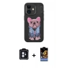 MARSİLYAN™- iPhone 11 Kılıf İz Minimal Koleksiyonu - Siyah Buffer Hayalet Cam Ekran Koruyucu + PVD Metal Kamera Lens - MI