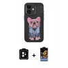 MARSİLYAN™- iPhone 11 Kılıf İz Minimal Koleksiyonu - Siyah Buffer Hayalet Cam Ekran Koruyucu + PVD Metal Kamera Lens - TU