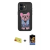 MARSİLYAN™- iPhone 11 Kılıf İz Minimal Koleksiyonu - Siyah Buffer Hayalet Cam Ekran Koruyucu + Rainbow Kamera Lens Koruma Cam - KI