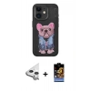 MARSİLYAN™- iPhone 11 Kılıf İz Minimal Koleksiyonu - Siyah Buffer Hayalet Cam Ekran Koruyucu + Raze Metal Kamera Lens - GS