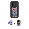 MARSİLYAN™- iPhone 11 Kılıf İz Minimal Koleksiyonu - Siyah Buffer Hayalet Cam Ekran Koruyucu + Raze Metal Kamera Lens - MR