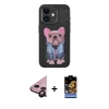 MARSİLYAN™- iPhone 11 Kılıf İz Minimal Koleksiyonu - Siyah Buffer Hayalet Cam Ekran Koruyucu + Raze Metal Kamera Lens - SH