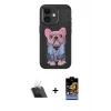 MARSİLYAN™- iPhone 11 Kılıf İz Minimal Koleksiyonu - Siyah Buffer Hayalet Cam Ekran Koruyucu + Kamera Lens Koruma Cam - SF