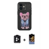 MARSİLYAN™- iPhone 11 Kılıf İz Minimal Koleksiyonu - Siyah Buffer Hayalet Cam Ekran Koruyucu + PVD Metal Kamera Lens - YL