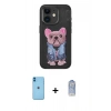 MARSİLYAN™- iPhone 11 Kılıf İz Minimal Koleksiyonu - Siyah Joko Magic 5D Cam + Neon Fosforlu Kamera Lens - MI