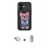 MARSİLYAN™- iPhone 11 Kılıf İz Minimal Koleksiyonu - Siyah Joko Magic 5D Cam + Pers Alüminyum Kamera Lens - GD