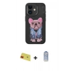 MARSİLYAN™- iPhone 11 Kılıf İz Minimal Koleksiyonu - Siyah Joko Magic 5D Cam + Rainbow Kamera Lens Koruma Cam - KI