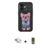 MARSİLYAN™- iPhone 11 Kılıf İz Minimal Koleksiyonu - Siyah Joko Magic 5D Hayalet Cam + Gold Pers Alüminyum Kamera Lens