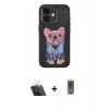 MARSİLYAN™- iPhone 11 Kılıf İz Minimal Koleksiyonu - Siyah Joko Magic 5D Hayalet Cam + Kamera Lens Koruma Cam - SF
