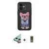 MARSİLYAN™- iPhone 11 Kılıf İz Minimal Koleksiyonu - Siyah Joko Magic 5D Hayalet Cam + Raze Metal Kamera Lens - KI