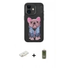 MARSİLYAN™- iPhone 11 Kılıf İz Minimal Koleksiyonu - Siyah Joko Magic 5D Hayalet Cam + Sarı Renkli Kamera Lens Koruma Cam