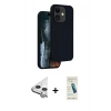 MARSİLYAN™- iPhone 11 Kılıf Kıvılcım Çizgi Serisi - Şeffaf Pasifik Cam Ekran Koruyucu + Raze Metal Kamera Lens - GS