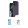 MARSİLYAN™- iPhone 11 Kılıf Kıvılcım Çizgi Serisi - Şeffaf Uv Polymer Nano Ekran Koruyucu + Neon Fosforlu Kamera Lens - TU