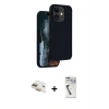 MARSİLYAN™- iPhone 11 Kılıf Kıvılcım Çizgi Serisi - Şeffaf Uv Polymer Nano Ekran Koruyucu + Pers Alüminyum Kamera Lens - GD