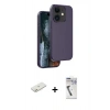MARSİLYAN™- iPhone 11 Kılıf Kıvılcım Çizgi Serisi - Şeffaf Uv Polymer Nano Ekran Koruyucu + Renkli Kamera Lens Koruma Cam - TU