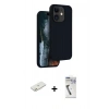 MARSİLYAN™- iPhone 11 Kılıf Kıvılcım Çizgi Serisi - Şeffaf Uv Polymer Nano Ekran Koruyucu + Renkli Kamera Lens Koruma Cam - TU