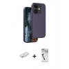 MARSİLYAN™- iPhone 11 Kılıf Kıvılcım Çizgi Serisi - Şeffaf Uv Polymer Nano Ekran Koruyucu + Renkli Kamera Lens Koruma Cam - YL