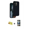 MARSİLYAN™- iPhone 11 Kılıf Kıvılcım Çizgi Serisi - Siyah 34D Hayalet Izgaralı Cam + Rainbow Kamera Lens Koruma Cam - KI