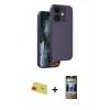 MARSİLYAN™- iPhone 11 Kılıf Kıvılcım Çizgi Serisi - Siyah 34D Hayalet Izgaralı Cam + Rainbow Kamera Lens Koruma Cam - KI