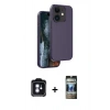 MARSİLYAN™- iPhone 11 Kılıf Kıvılcım Çizgi Serisi - Siyah 34D Hayalet Izgaralı Cam + PVD Metal Kamera Lens - MI