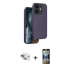 MARSİLYAN™- iPhone 11 Kılıf Kıvılcım Çizgi Serisi - Siyah 34D Hayalet Izgaralı Cam + Pers Alüminyum Kamera Lens - YL