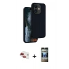 MARSİLYAN™- iPhone 11 Kılıf Kıvılcım Çizgi Serisi - Siyah 34D Hayalet Izgaralı Cam + Pers Alüminyum Kamera Lens - KI