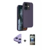 MARSİLYAN™- iPhone 11 Kılıf Kıvılcım Çizgi Serisi - Siyah 34D Hayalet Izgaralı Cam + Raze Metal Kamera Lens - MR