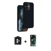 MARSİLYAN™- iPhone 11 Kılıf Kıvılcım Çizgi Serisi - Siyah 360 Mat Full Body Arka Koruyucu + Yeşil PVD Metal Kamera Lens