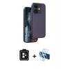 MARSİLYAN™- iPhone 11 Kılıf Kıvılcım Çizgi Serisi - Siyah 3D Antistatik Cam Ekran Koruyucu + PVD Metal Kamera Lens - SH
